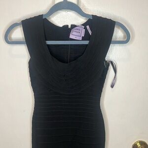 herve leger black bandage dress. xxs